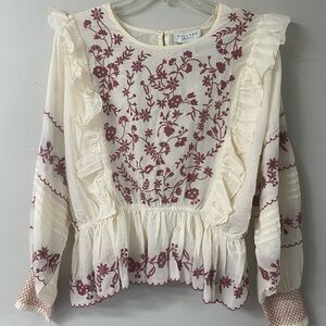 EMBROIDERED RUFFLED BLOUSE